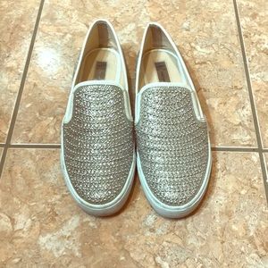 INC Silver Rhinestone Slip On Sneakers